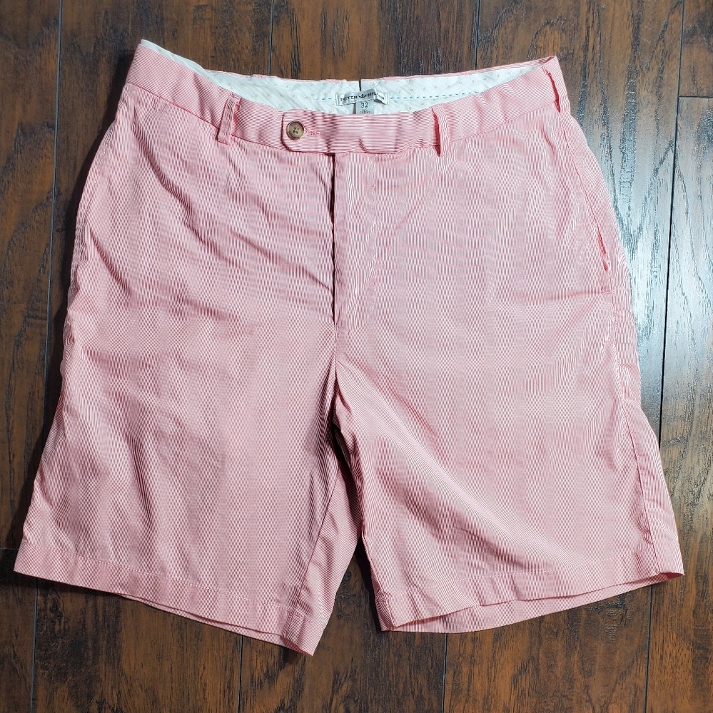 Peter Millar Men's 38 x 9" Red Corded Striped Flex Cotton Casual Shorts